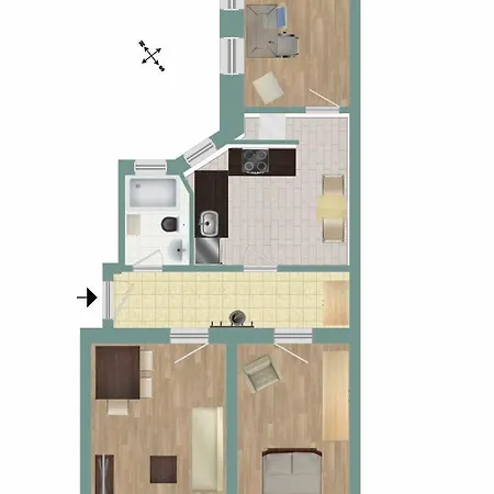 Apartment 3 Mobiliert Nahe Zentrum/3 Furnished Near Center Nuremberg